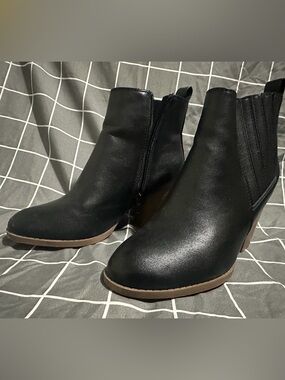 Sugar Black Ankle Booties with Tan Sole